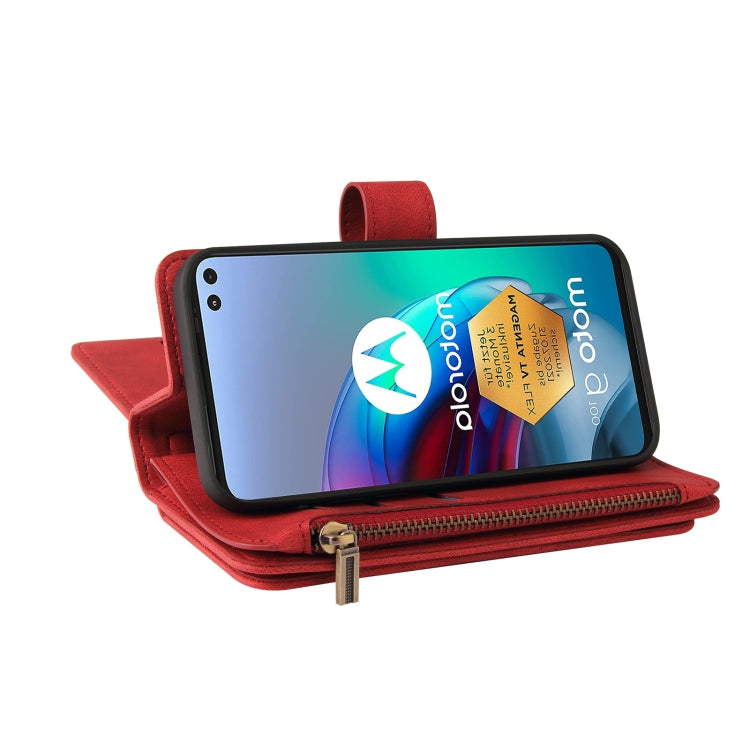 For Motorola Moto G100 Skin Feel PU + TPU Horizontal Flip Leather Case With Holder & 15 Cards Slot & Wallet & Zipper Pocket & Lanyard