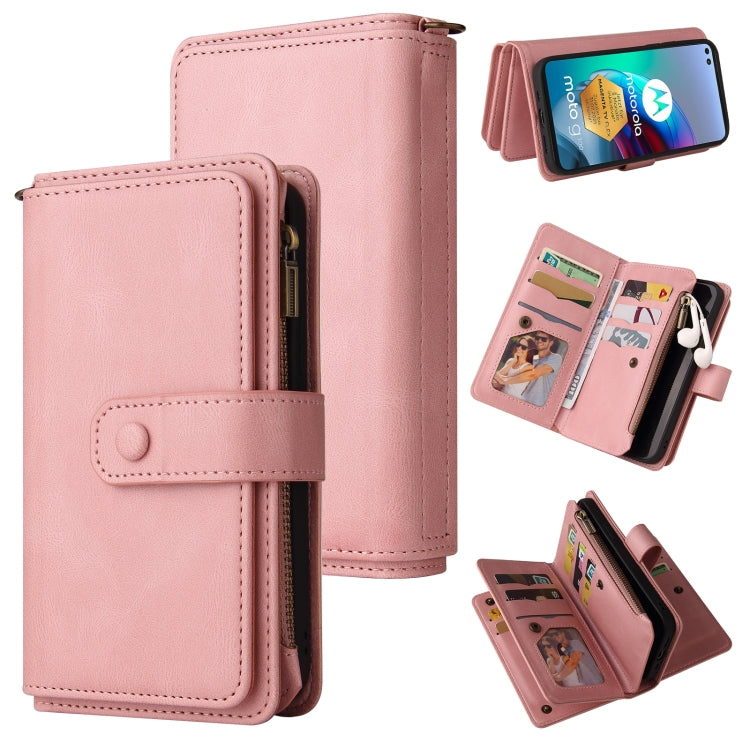 For Motorola Moto G100 Skin Feel PU + TPU Horizontal Flip Leather Case With Holder & 15 Cards Slot & Wallet & Zipper Pocket & Lanyard