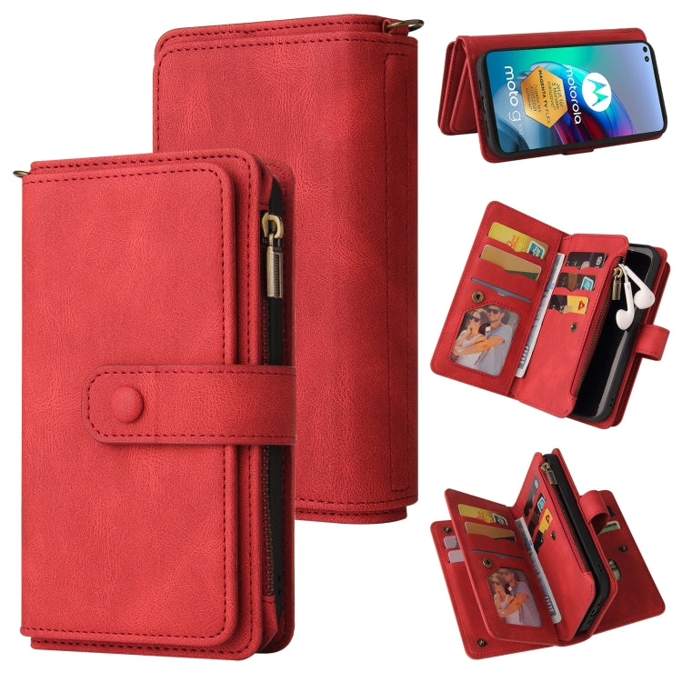 For Motorola Edge S Skin Feel PU + TPU Horizontal Flip Leather Case With Holder & 15 Cards Slot & Wallet & Zipper Pocket & Lanyard