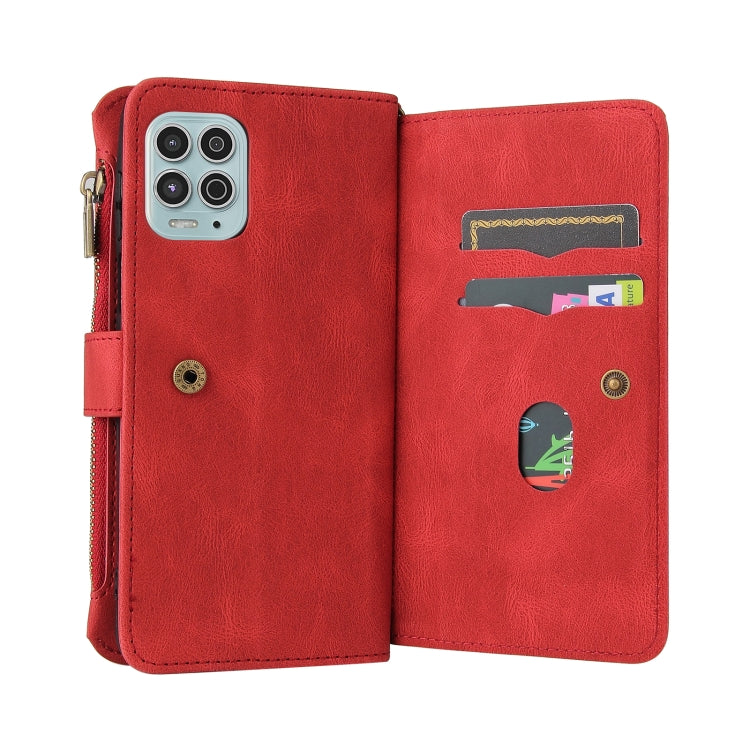 For Motorola Edge S Skin Feel PU + TPU Horizontal Flip Leather Case With Holder & 15 Cards Slot & Wallet & Zipper Pocket & Lanyard