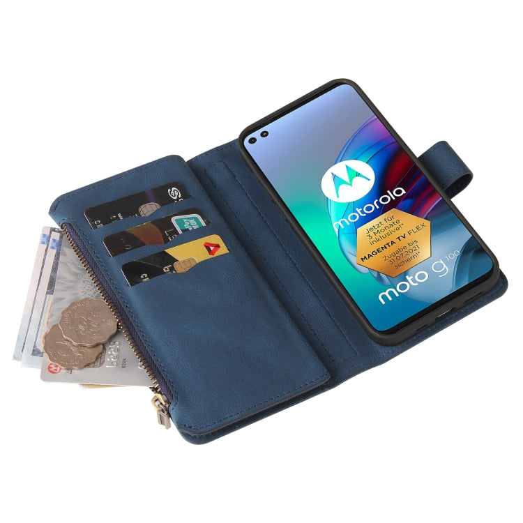 For Motorola Edge S Skin Feel PU + TPU Horizontal Flip Leather Case With Holder & 15 Cards Slot & Wallet & Zipper Pocket & Lanyard