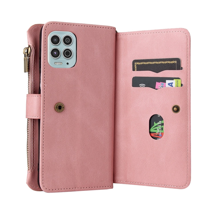 For Motorola Edge S Skin Feel PU + TPU Horizontal Flip Leather Case With Holder & 15 Cards Slot & Wallet & Zipper Pocket & Lanyard
