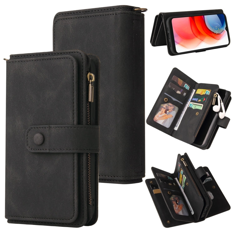 For Motorola Moto G Play (2021) Skin Feel PU + TPU Horizontal Flip Leather Case With Holder & 15 Cards Slot & Wallet & Zipper Pocket & Lanyard