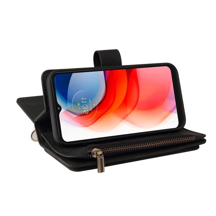 For Motorola Moto G Play (2021) Skin Feel PU + TPU Horizontal Flip Leather Case With Holder & 15 Cards Slot & Wallet & Zipper Pocket & Lanyard