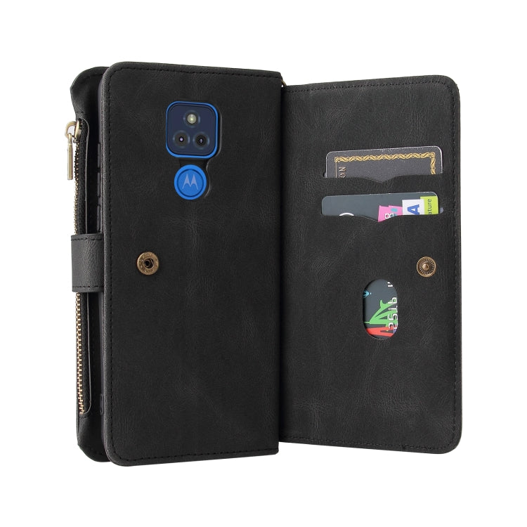 For Motorola Moto G Play (2021) Skin Feel PU + TPU Horizontal Flip Leather Case With Holder & 15 Cards Slot & Wallet & Zipper Pocket & Lanyard
