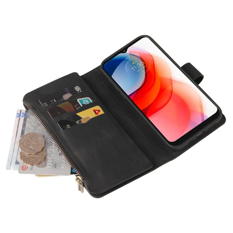 For Motorola Moto G Play (2021) Skin Feel PU + TPU Horizontal Flip Leather Case With Holder & 15 Cards Slot & Wallet & Zipper Pocket & Lanyard