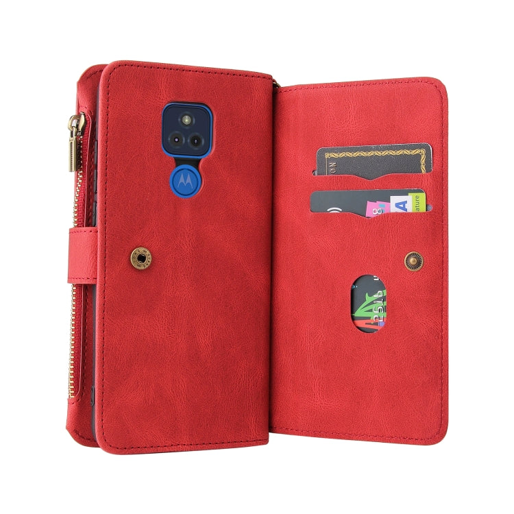 For Motorola Moto G Play (2021) Skin Feel PU + TPU Horizontal Flip Leather Case With Holder & 15 Cards Slot & Wallet & Zipper Pocket & Lanyard