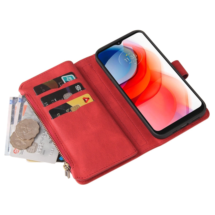 For Motorola Moto G Play (2021) Skin Feel PU + TPU Horizontal Flip Leather Case With Holder & 15 Cards Slot & Wallet & Zipper Pocket & Lanyard