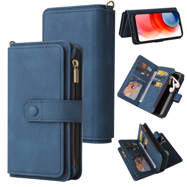 For Motorola Moto G Play (2021) Skin Feel PU + TPU Horizontal Flip Leather Case With Holder & 15 Cards Slot & Wallet & Zipper Pocket & Lanyard