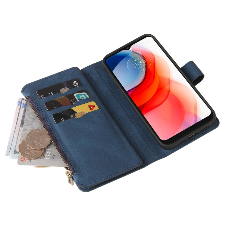 For Motorola Moto G Play (2021) Skin Feel PU + TPU Horizontal Flip Leather Case With Holder & 15 Cards Slot & Wallet & Zipper Pocket & Lanyard