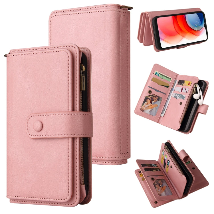 For Motorola Moto G Play (2021) Skin Feel PU + TPU Horizontal Flip Leather Case With Holder & 15 Cards Slot & Wallet & Zipper Pocket & Lanyard