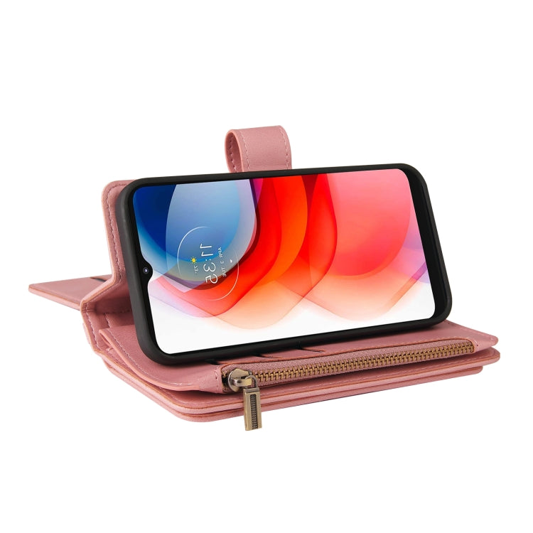 For Motorola Moto G Play (2021) Skin Feel PU + TPU Horizontal Flip Leather Case With Holder & 15 Cards Slot & Wallet & Zipper Pocket & Lanyard
