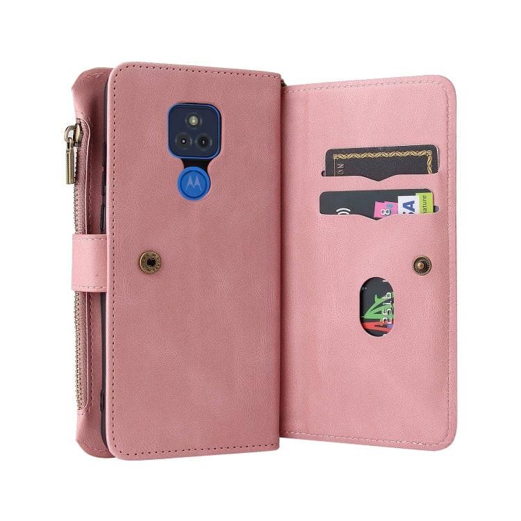 For Motorola Moto G Play (2021) Skin Feel PU + TPU Horizontal Flip Leather Case With Holder & 15 Cards Slot & Wallet & Zipper Pocket & Lanyard