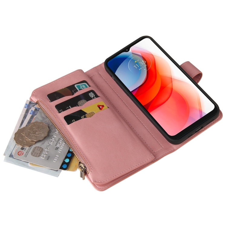 For Motorola Moto G Play (2021) Skin Feel PU + TPU Horizontal Flip Leather Case With Holder & 15 Cards Slot & Wallet & Zipper Pocket & Lanyard