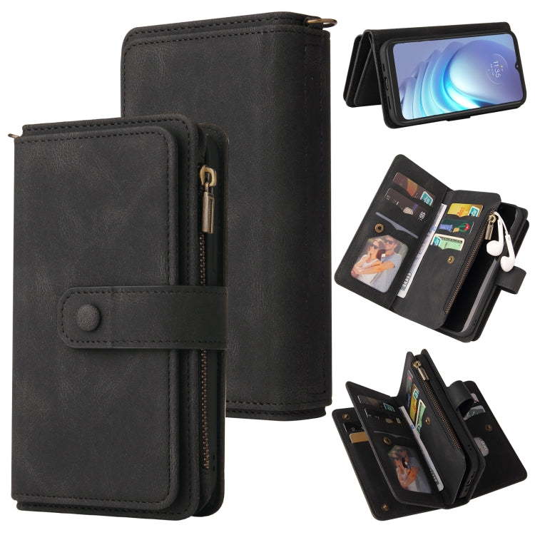 For Motorola Moto G50 Skin Feel PU + TPU Horizontal Flip Leather Case With Holder & 15 Cards Slot & Wallet & Zipper Pocket & Lanyard