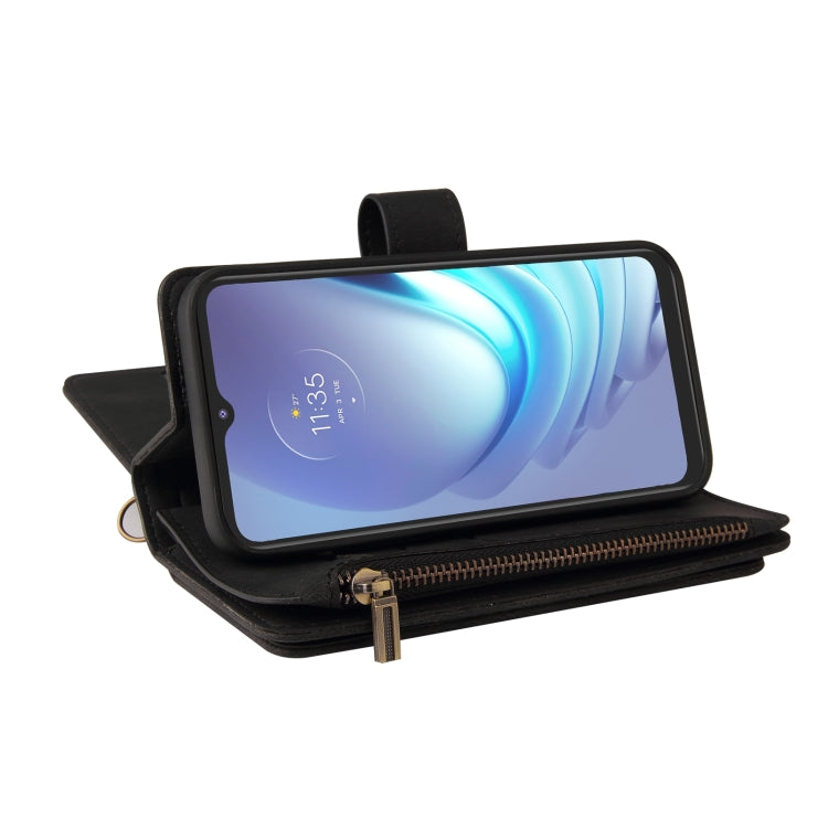 For Motorola Moto G50 Skin Feel PU + TPU Horizontal Flip Leather Case With Holder & 15 Cards Slot & Wallet & Zipper Pocket & Lanyard