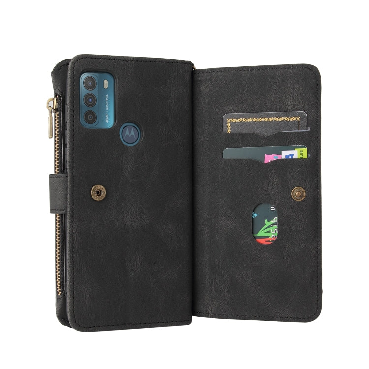 For Motorola Moto G50 Skin Feel PU + TPU Horizontal Flip Leather Case With Holder & 15 Cards Slot & Wallet & Zipper Pocket & Lanyard