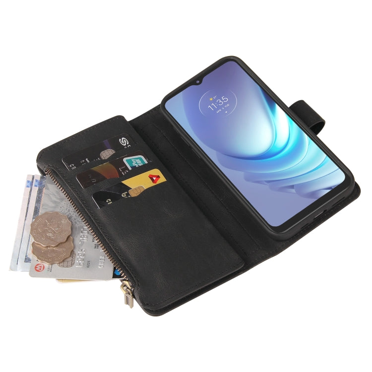 For Motorola Moto G50 Skin Feel PU + TPU Horizontal Flip Leather Case With Holder & 15 Cards Slot & Wallet & Zipper Pocket & Lanyard