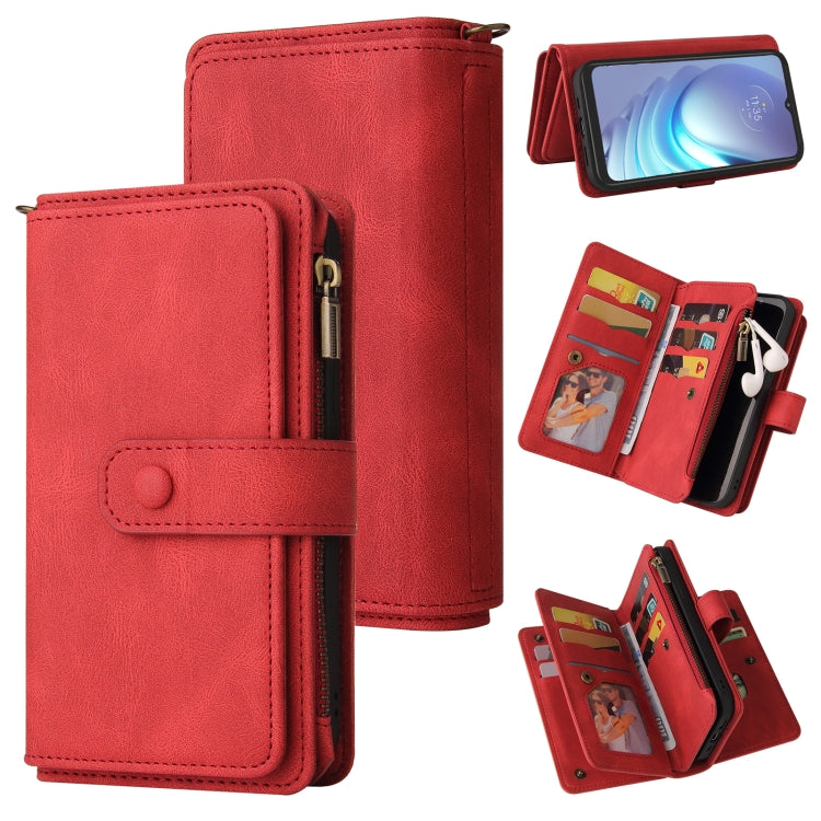 For Motorola Moto G50 Skin Feel PU + TPU Horizontal Flip Leather Case With Holder & 15 Cards Slot & Wallet & Zipper Pocket & Lanyard