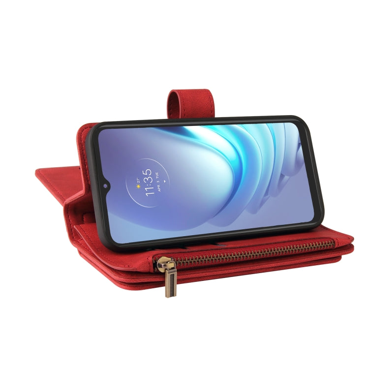 For Motorola Moto G50 Skin Feel PU + TPU Horizontal Flip Leather Case With Holder & 15 Cards Slot & Wallet & Zipper Pocket & Lanyard