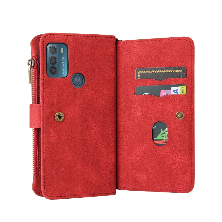 For Motorola Moto G50 Skin Feel PU + TPU Horizontal Flip Leather Case With Holder & 15 Cards Slot & Wallet & Zipper Pocket & Lanyard
