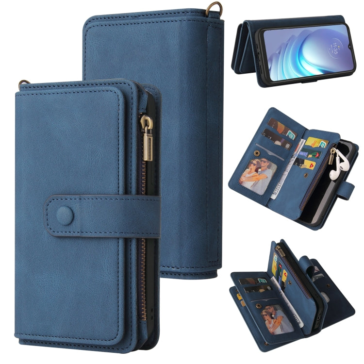 For Motorola Moto G50 Skin Feel PU + TPU Horizontal Flip Leather Case With Holder & 15 Cards Slot & Wallet & Zipper Pocket & Lanyard