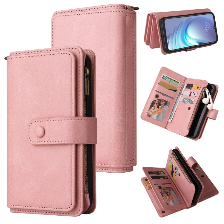 For Motorola Moto G50 Skin Feel PU + TPU Horizontal Flip Leather Case With Holder & 15 Cards Slot & Wallet & Zipper Pocket & Lanyard