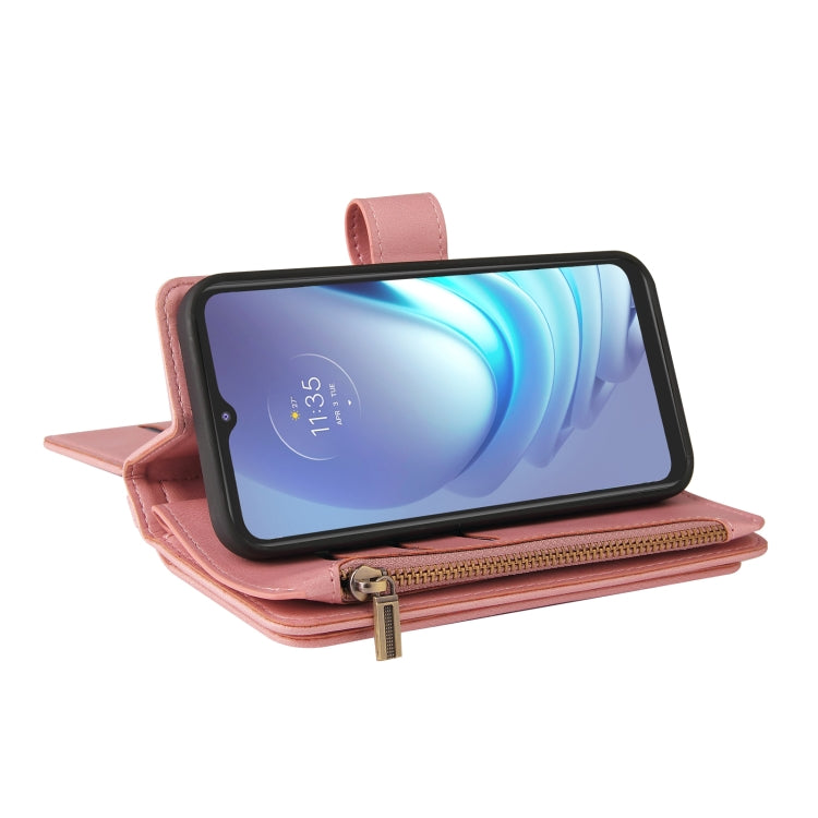 For Motorola Moto G50 Skin Feel PU + TPU Horizontal Flip Leather Case With Holder & 15 Cards Slot & Wallet & Zipper Pocket & Lanyard