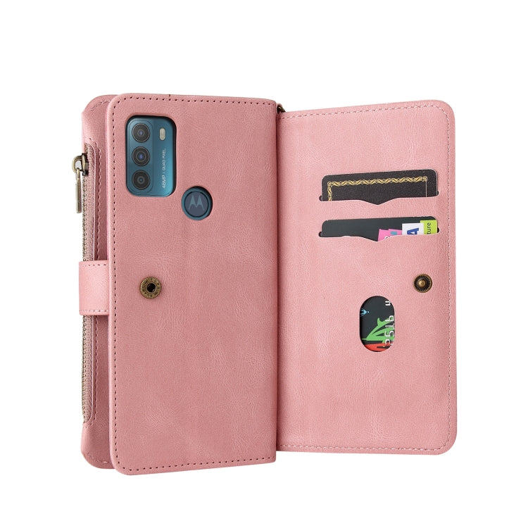For Motorola Moto G50 Skin Feel PU + TPU Horizontal Flip Leather Case With Holder & 15 Cards Slot & Wallet & Zipper Pocket & Lanyard