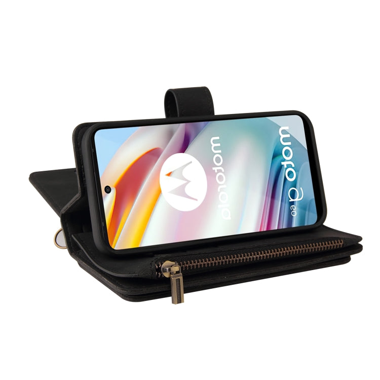 For Motorola Moto G60 Skin Feel PU + TPU Horizontal Flip Leather Case With Holder & 15 Cards Slot & Wallet & Zipper Pocket & Lanyard