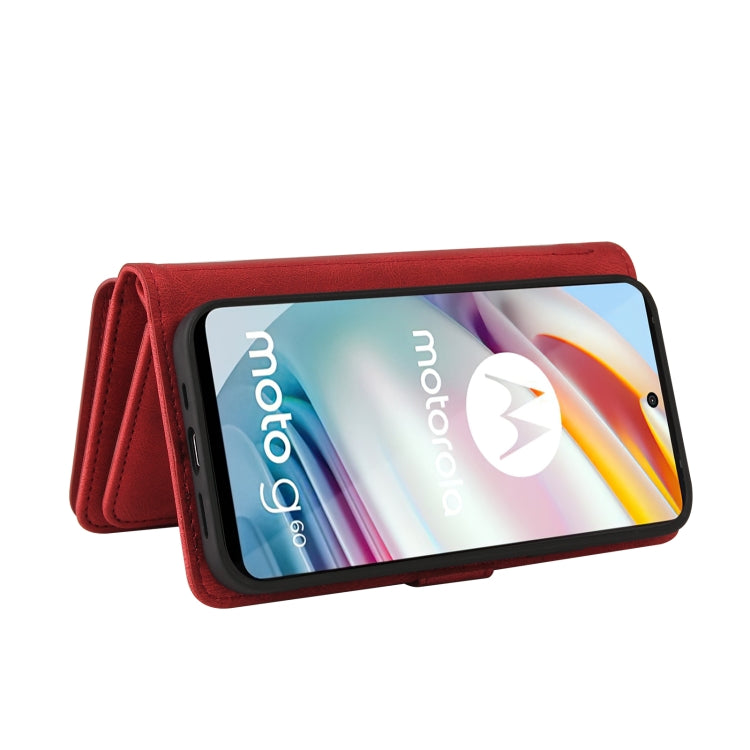 For Motorola Moto G60 Skin Feel PU + TPU Horizontal Flip Leather Case With Holder & 15 Cards Slot & Wallet & Zipper Pocket & Lanyard