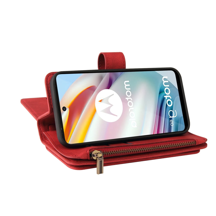 For Motorola Moto G60 Skin Feel PU + TPU Horizontal Flip Leather Case With Holder & 15 Cards Slot & Wallet & Zipper Pocket & Lanyard