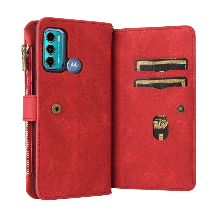 For Motorola Moto G60 Skin Feel PU + TPU Horizontal Flip Leather Case With Holder & 15 Cards Slot & Wallet & Zipper Pocket & Lanyard