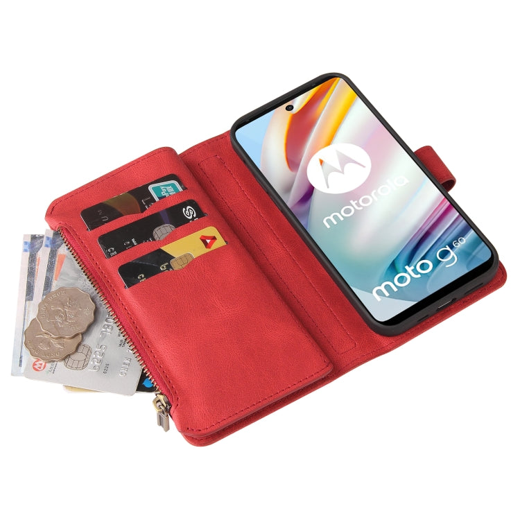 For Motorola Moto G60 Skin Feel PU + TPU Horizontal Flip Leather Case With Holder & 15 Cards Slot & Wallet & Zipper Pocket & Lanyard