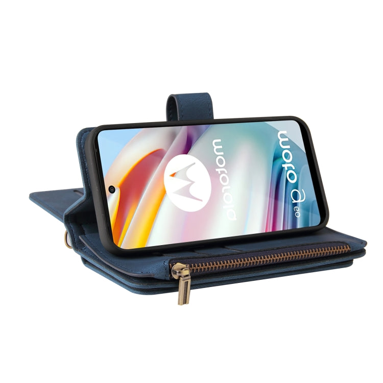 For Motorola Moto G60 Skin Feel PU + TPU Horizontal Flip Leather Case With Holder & 15 Cards Slot & Wallet & Zipper Pocket & Lanyard