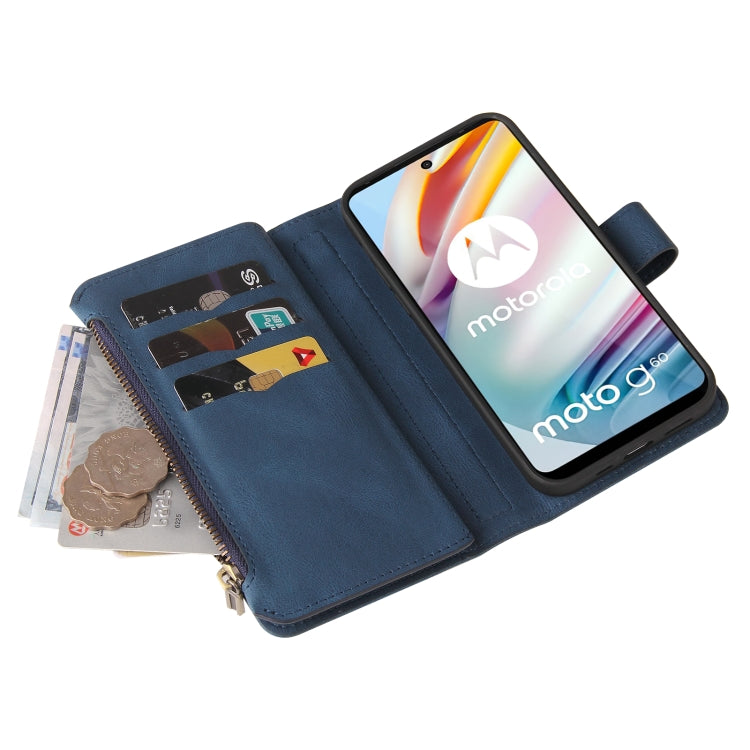 For Motorola Moto G60 Skin Feel PU + TPU Horizontal Flip Leather Case With Holder & 15 Cards Slot & Wallet & Zipper Pocket & Lanyard