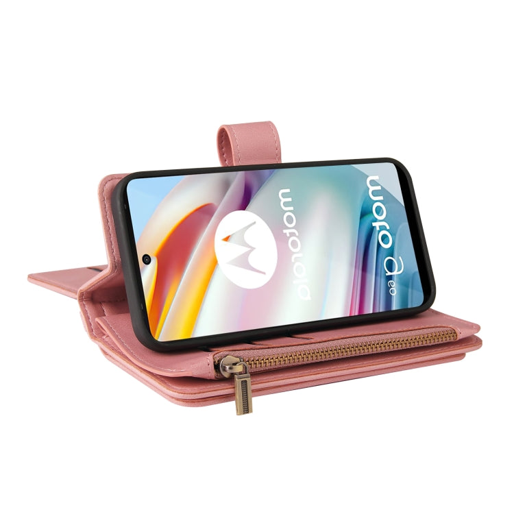 For Motorola Moto G60 Skin Feel PU + TPU Horizontal Flip Leather Case With Holder & 15 Cards Slot & Wallet & Zipper Pocket & Lanyard
