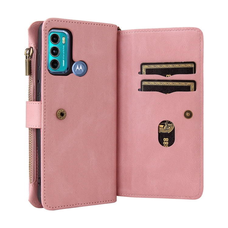 For Motorola Moto G60 Skin Feel PU + TPU Horizontal Flip Leather Case With Holder & 15 Cards Slot & Wallet & Zipper Pocket & Lanyard