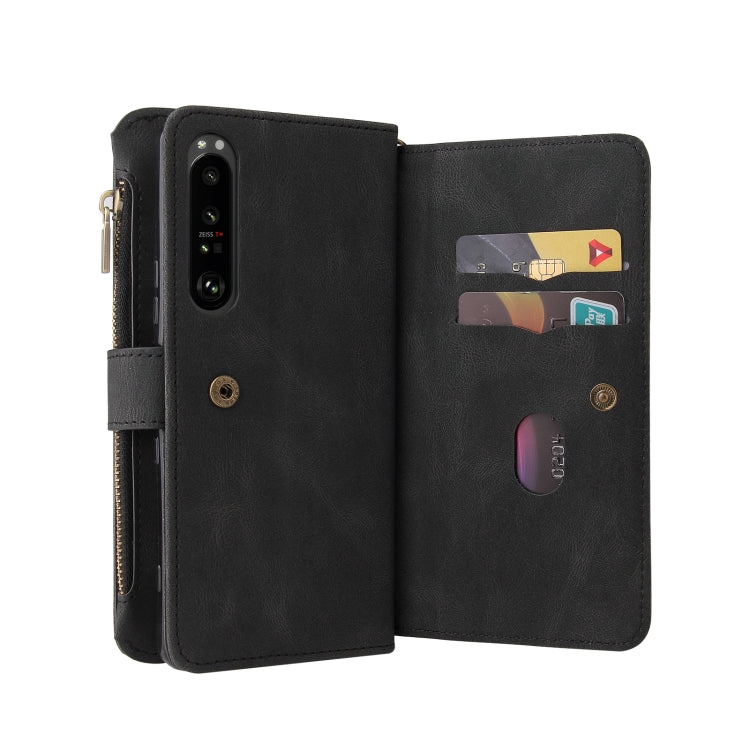 For Sony Xperia 1 III Skin Feel PU + TPU Horizontal Flip Leather Case With Holder & 15 Cards Slot & Wallet & Zipper Pocket & Lanyard