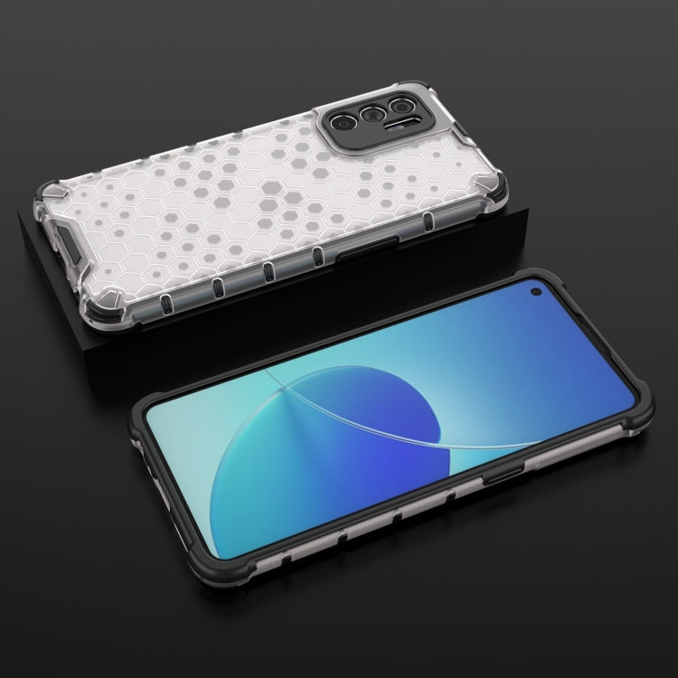 For OPPO Reno6 4G Shockproof Honeycomb PC + TPU Case with Neck Lanyard