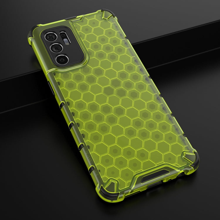 For OPPO Reno6 4G Shockproof Honeycomb PC + TPU Case with Neck Lanyard