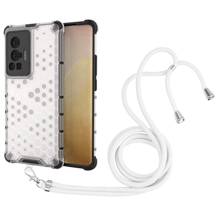 For vivo X70 Pro Shockproof Honeycomb PC + TPU Case with Neck Lanyard
