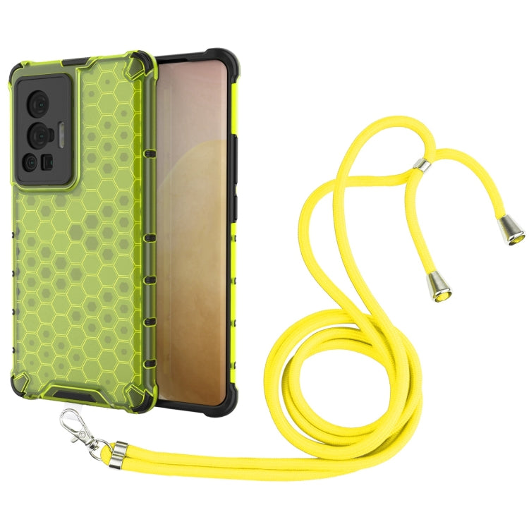 For vivo X70 Pro Shockproof Honeycomb PC + TPU Case with Neck Lanyard
