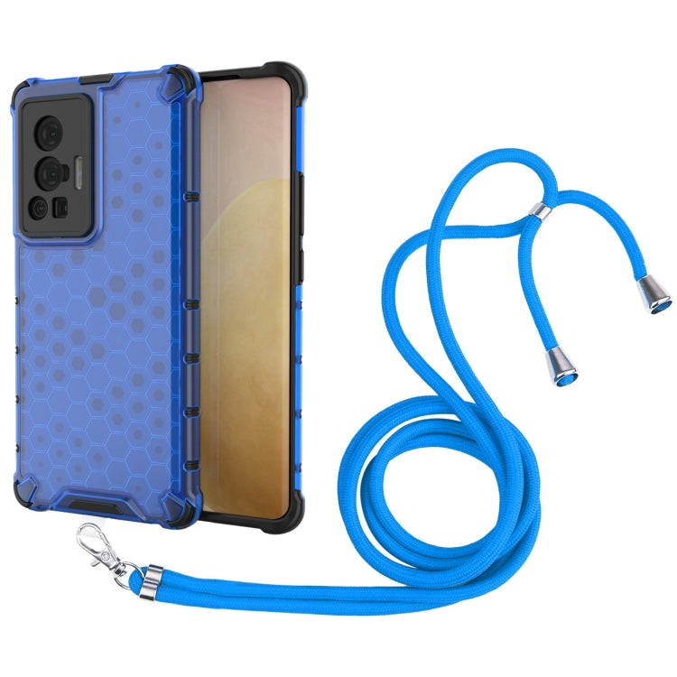 For vivo X70 Pro Shockproof Honeycomb PC + TPU Case with Neck Lanyard