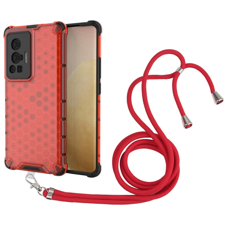 For vivo X70 Pro Shockproof Honeycomb PC + TPU Case with Neck Lanyard
