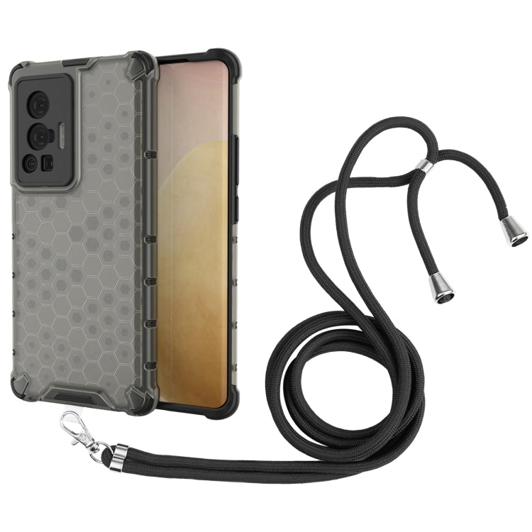 For vivo X70 Pro Shockproof Honeycomb PC + TPU Case with Neck Lanyard