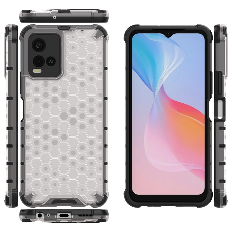 For vivo Y21 Shockproof Honeycomb PC + TPU Case with Neck Lanyard