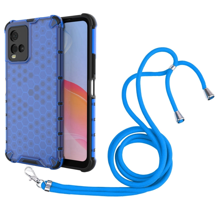 For vivo Y21 Shockproof Honeycomb PC + TPU Case with Neck Lanyard