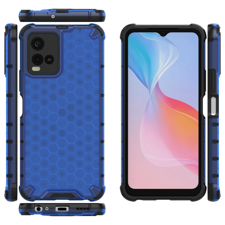 For vivo Y21 Shockproof Honeycomb PC + TPU Case with Neck Lanyard