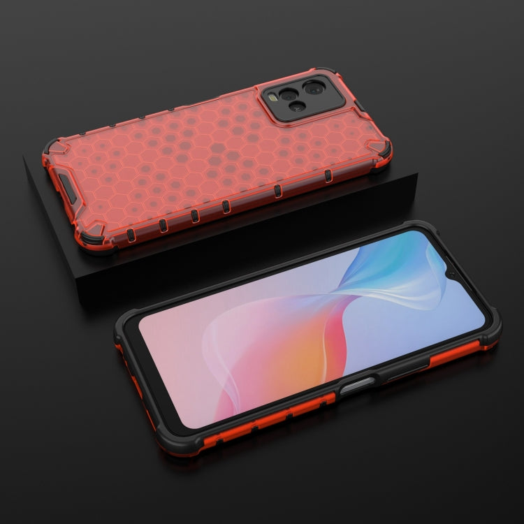 For vivo Y21 Shockproof Honeycomb PC + TPU Case with Neck Lanyard